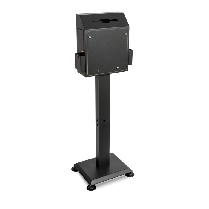 D26-H - Suggestion Box with Stand, Floor Standing Offering Box, Upgraded Heavy Duty Metal Locking Ballot Collection Safe Box for Voting Contest Charity Donation Church Election, Large, Black