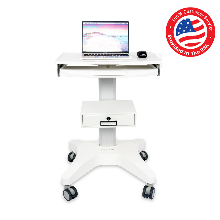 MC-16 - Medical Trolley with Laptop Pallet and Oral Scanner Holder, Dental Clinic Cart with Wheels for Hospital Beauty Salon