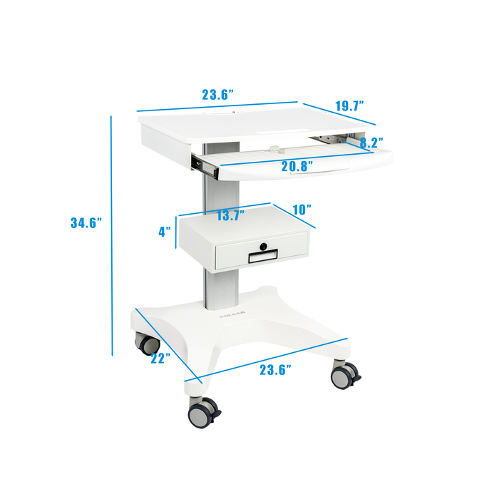 MC-16 - Medical Trolley with Laptop Pallet and Oral Scanner Holder, Dental Clinic Cart with Wheels for Hospital Beauty Salon