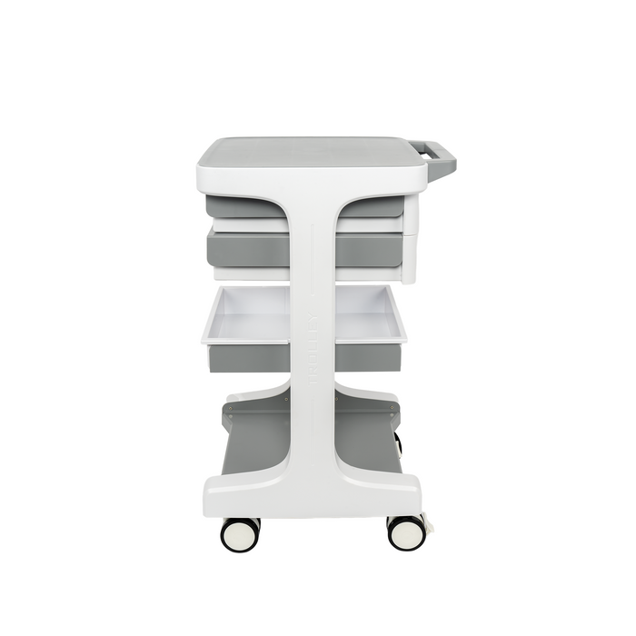 U5 - Professional-Grade 3-Tier 2-Drawer Utility Cart on Wheels - Trolley Cart 3-Tier 2 Drawers & Utility Desk - Mobile Storage Cart, Cavitation Machine, Salon Supplies - Max 50kg/110lb Load