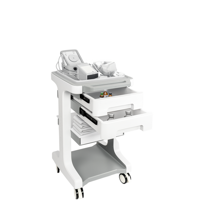 U5 - Professional-Grade 3-Tier 2-Drawer Utility Cart on Wheels - Trolley Cart 3-Tier 2 Drawers & Utility Desk - Mobile Storage Cart, Cavitation Machine, Salon Supplies - Max 50kg/110lb Load