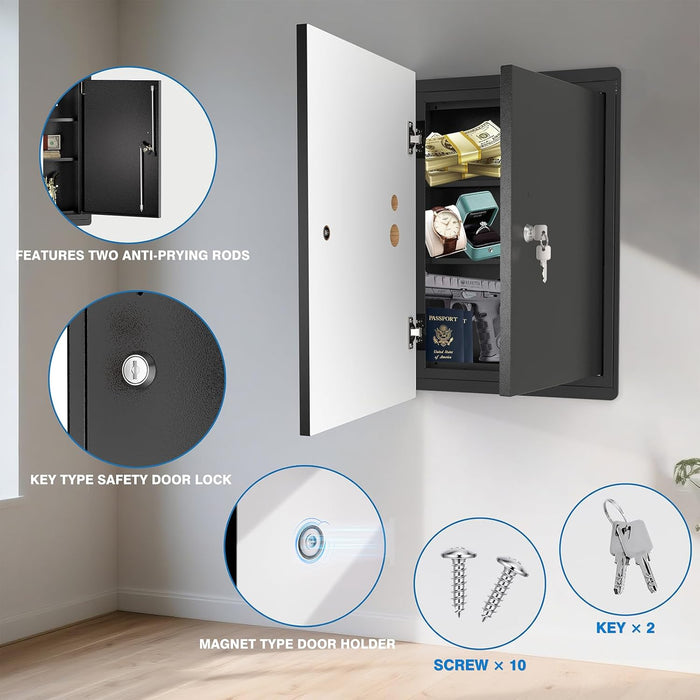 Picture Hidden In Wall Safe Gun Secret Storage, Large Lockable Hidden Compartment for Money Handgun Jewelry Documents Valuables