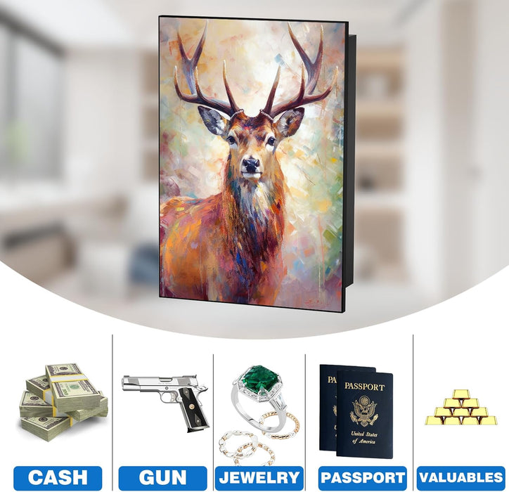 Picture Hidden In Wall Safe Gun Secret Storage, Large Lockable Hidden Compartment for Money Handgun Jewelry Documents Valuables