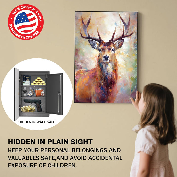 Picture Hidden In Wall Safe Gun Secret Storage, Large Lockable Hidden Compartment for Money Handgun Jewelry Documents Valuables