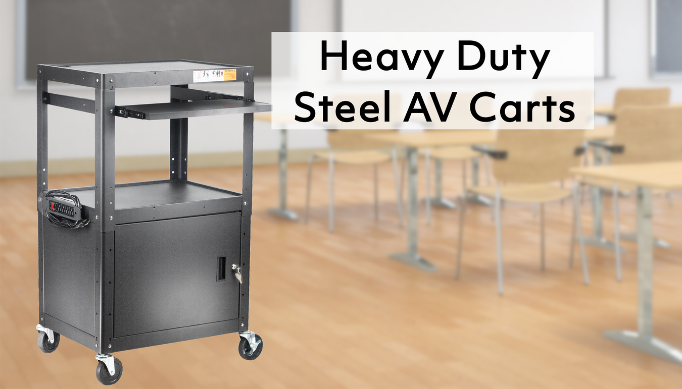 POCHAR Heavy Duty Steel Audio Visual Carts, supports up to 300 lbs.