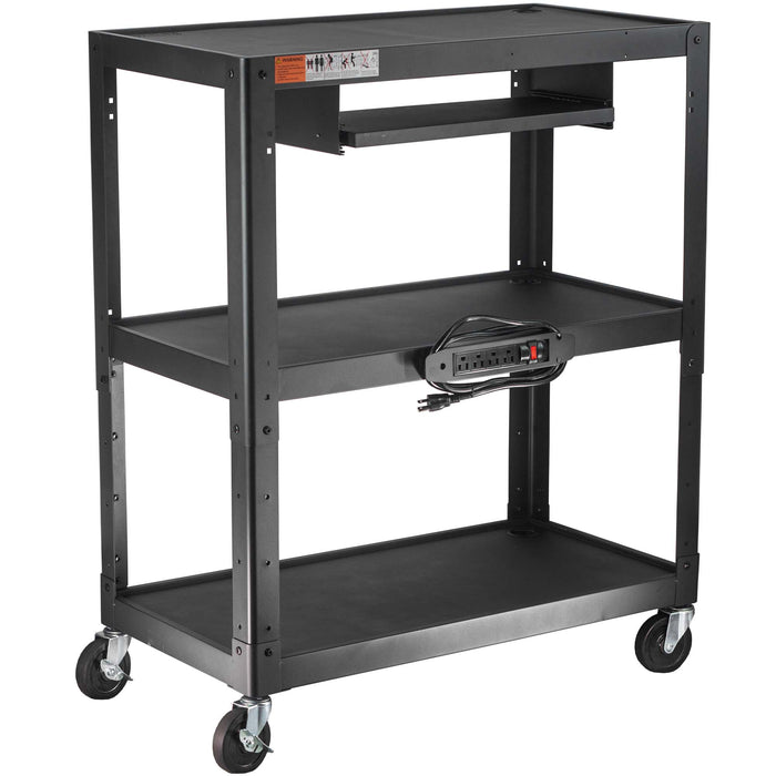 POCHAR-AVJL-Extra-Large-Steel-Cart-with-Keyboard-Tray-Steel-Audio-Visual-Cart-Metal-Presentation-Cart-Heavy-Duty-Projector-Cart