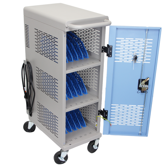 C18-T - Fully Assembled 18-Unit Charging Cart (Blue/Gray)