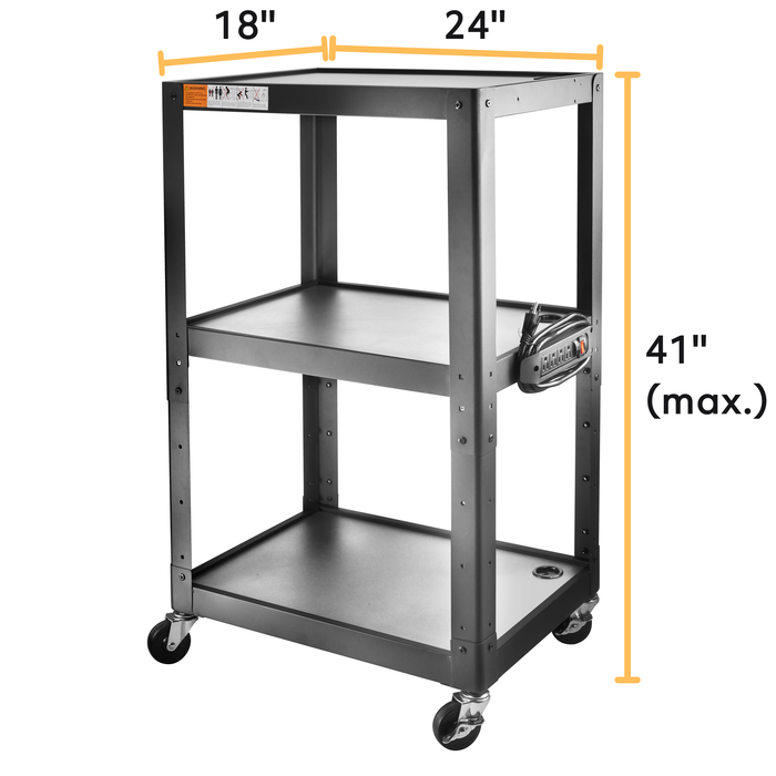 AVJS - Steel Frame 3-Tier AV Cart without Keyboard Tray