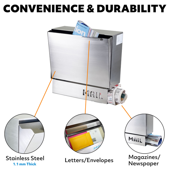 D32 - Stainless Steel Dropbox with Newspaper Holder