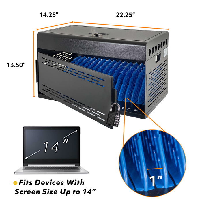 C16D-H - Locking Charging Cabinet for Chromebooks, iPads, and Laptops