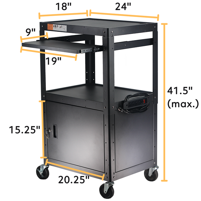 AVG - Steel Frame AV Cart with Locking Cabinet (2021 Model)