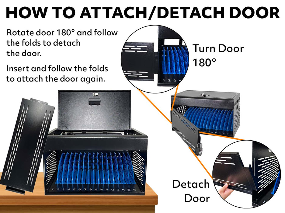 C16D-H - Locking Charging Cabinet for Chromebooks, iPads, and Laptops