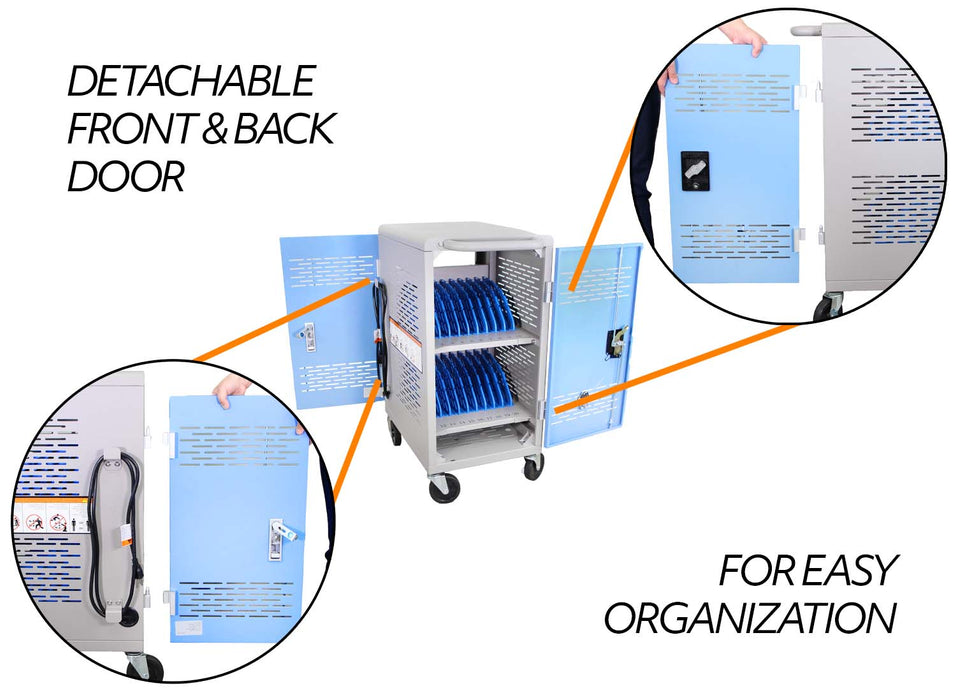 C20-T - Fully Assembled 20-Unit Charging Cart (Blue/Gray)