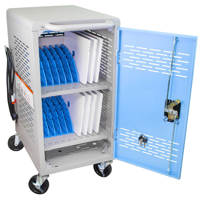 C20-T - Fully Assembled 20-Unit Charging Cart (Blue/Gray)
