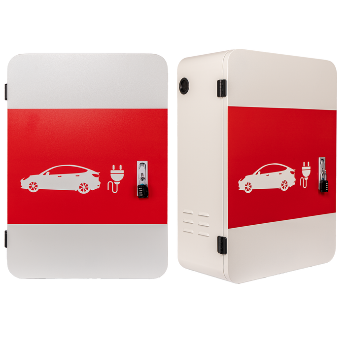 CT1-W - Tesla Charger Station Box, 28'' x 20'' x 10'' Indoor Outdoor Cable Box Charging Box Cable Organizer, IP66 Waterproof Dustproof Cool Roll Steel Electrical Enclosure Box, for Tesla Wall Connector