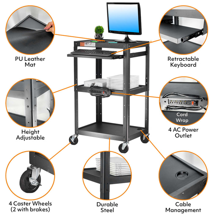 AVJ - Steel Frame AV Cart with 3 Shelves (2021 Model)