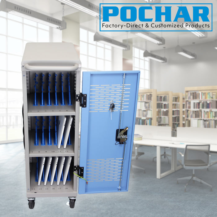 POCHAR-C18T-18-Device-Charging-Cart-Chromebook-Charging-Station-For-Classroom