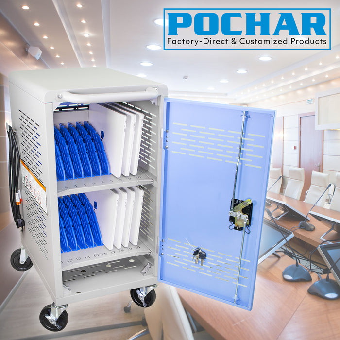 POCHAR-C20T-20-Device-Charging-Cart-Chromebook-Charging-Station-For-Classroom