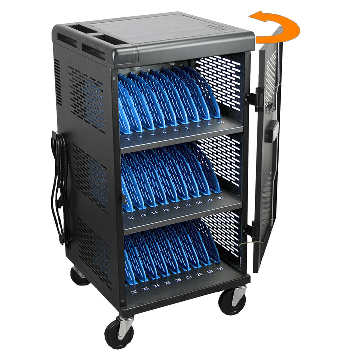 C30B-H - Fully Assembled 30-Unit Charging Cart with Electronic Keypad