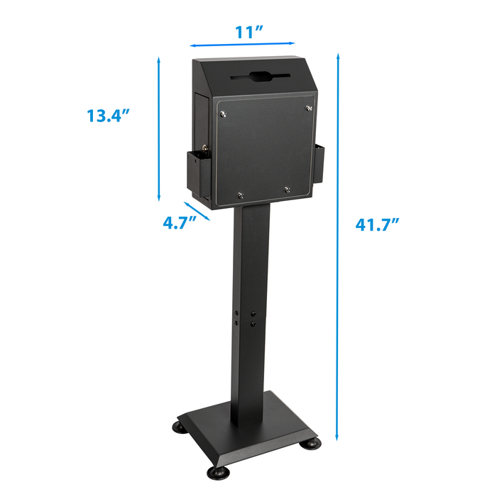 D26-H - Suggestion Box with Stand, Floor Standing Offering Box, Upgraded Heavy Duty Metal Locking Ballot Collection Safe Box for Voting Contest Charity Donation Church Election, Large, Black