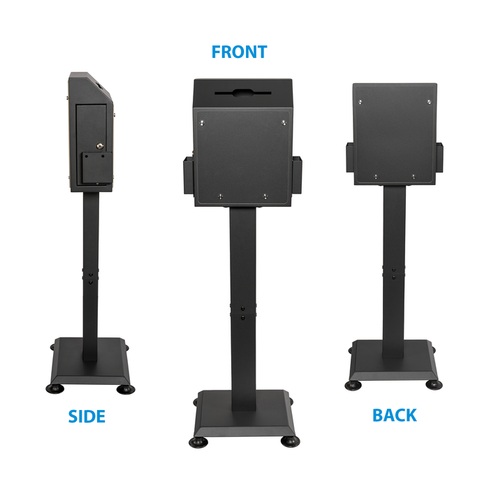 D26-H - Suggestion Box with Stand, Floor Standing Offering Box, Upgraded Heavy Duty Metal Locking Ballot Collection Safe Box for Voting Contest Charity Donation Church Election, Large, Black
