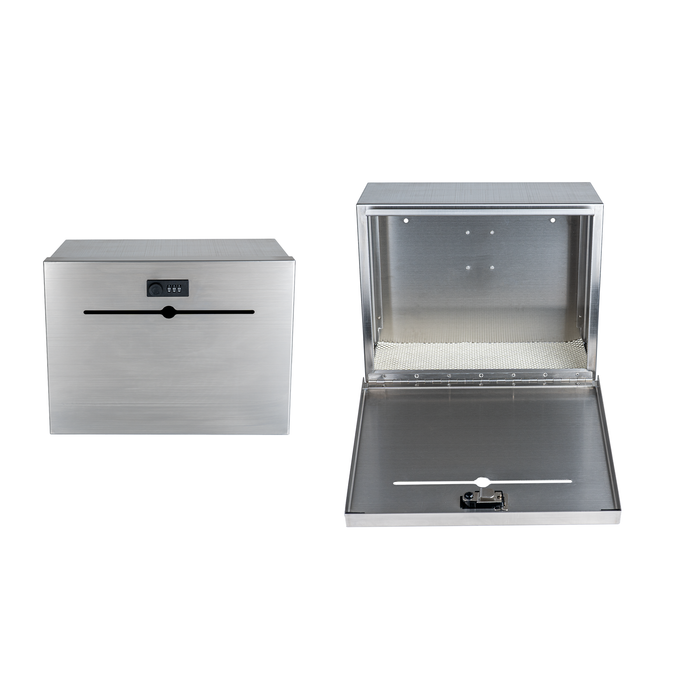 D22S - Over-The-Door Stainless Steel Box - Specimen Containers, Payment Drop Box, Key Drop Off Box, Night Drop Box - Height Adjustable Range, Removable Hinge for Wall Mount(Silver)