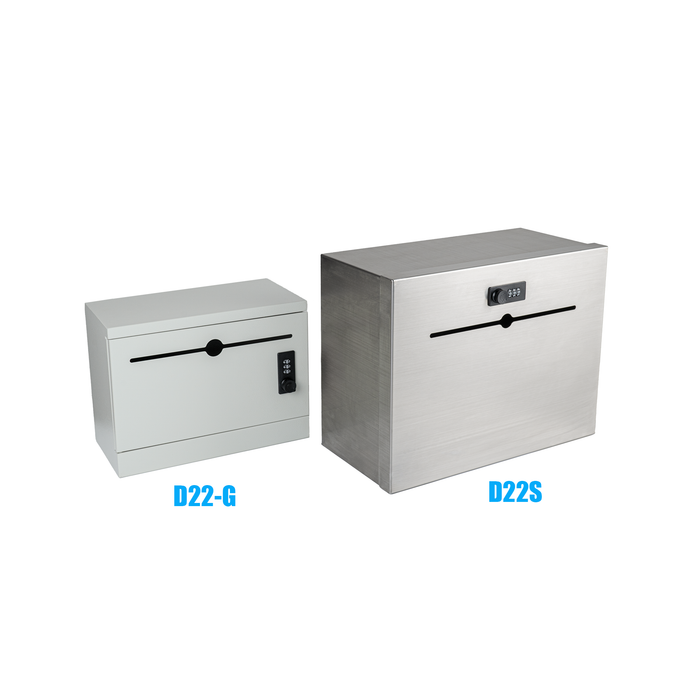 D22S - Over-The-Door Stainless Steel Box - Specimen Containers, Payment Drop Box, Key Drop Off Box, Night Drop Box - Height Adjustable Range, Removable Hinge for Wall Mount(Silver)