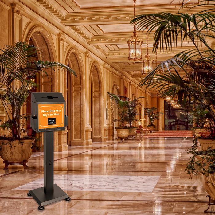 D26-H - Suggestion Box with Stand, Floor Standing Offering Box, Upgraded Heavy Duty Metal Locking Ballot Collection Safe Box for Voting Contest Charity Donation Church Election, Large, Black