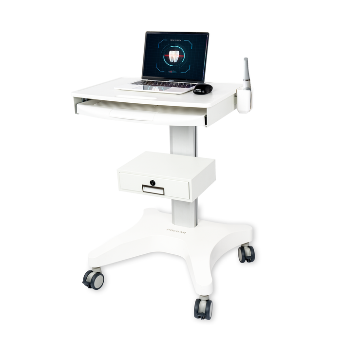 MC-16 - Medical Trolley with Laptop Pallet and Oral Scanner Holder, Dental Clinic Cart with Wheels for Hospital Beauty Salon