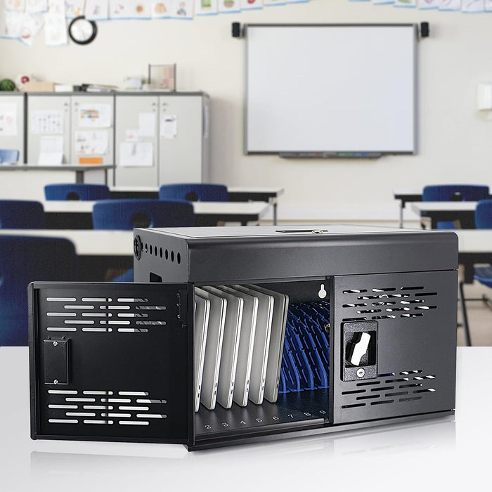 Y816ASC-H 16-Unit Charging Cabinet for Laptops & Tablets - Locking Laptop Storage Box with Cable Management, Charger Storage, and Ground Protection - Great for Classroom, Library, and Office