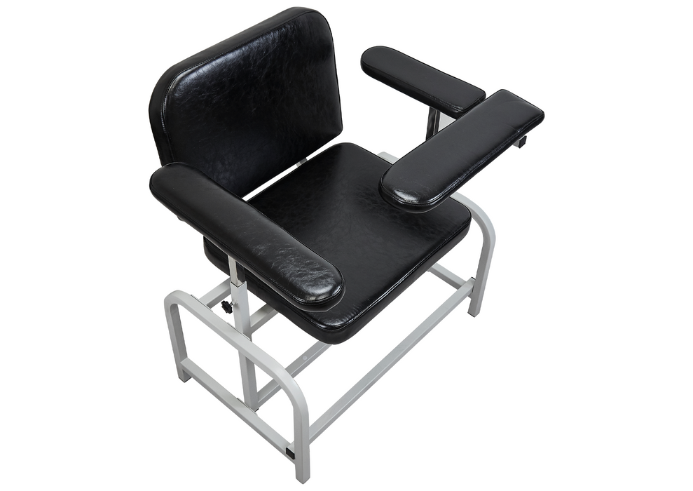 T10-H - Extra Large Padded Phlebotomy Chair with Adjustable Armrest and Steel Frame - Extra Large PU Leather Blood Drawing Chair for Hospital, Lab, and Medical Facilities