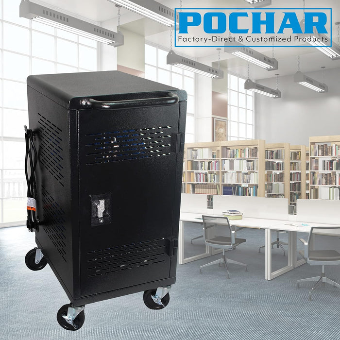 C20C-H - 20 Device Mobile Charging and Storage Cart for iPads, Chromebooks and Laptop Computers, Up to 14-Inch Screen Size, Surge Protection, Front & Back Access Locking Cabinet, Assembly Required