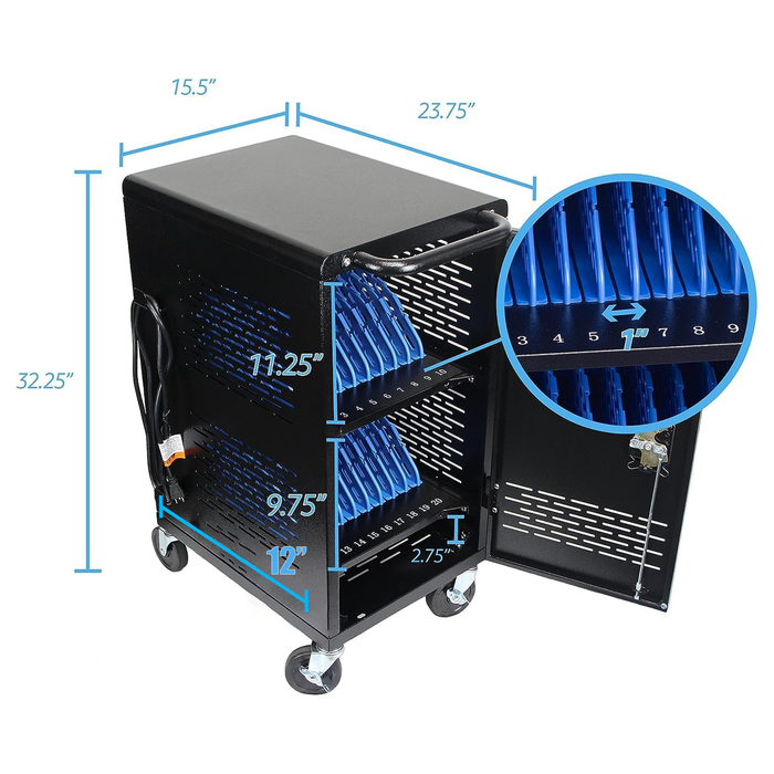 C20-H - Fully Assembled 20-Unit Charging Cart (Black)