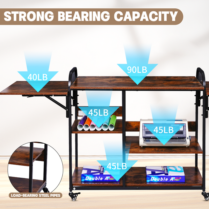 T15 - Large 3 Tier DIY Heat Transfer Press Machine Stands Heavy Duty Workbench with Folding Working Table for Sublimation Transfer Machine Metal Shelf Storage Organization