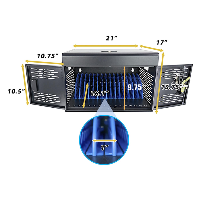Y816ASH - Wall Mount 16-Unit Charging Cabinet