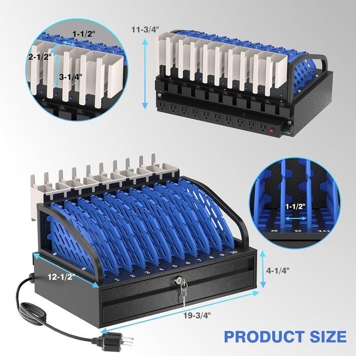 C10C-H - POCHAR 10-Device Open Charging Station for Chromebooks & Tablets