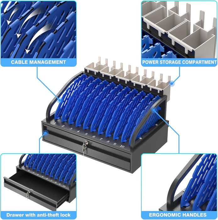 C10C-H - POCHAR 10-Device Open Charging Station for Chromebooks & Tablets