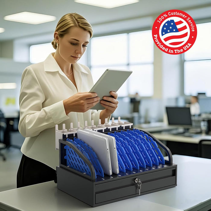C10C-H - POCHAR 10-Device Open Charging Station for Chromebooks & Tablets