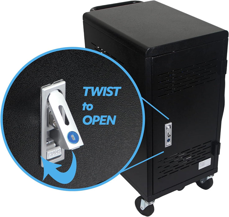 C20C-H - 20 Device Mobile Charging and Storage Cart for iPads, Chromebooks and Laptop Computers, Up to 14-Inch Screen Size, Surge Protection, Front & Back Access Locking Cabinet, Assembly Required
