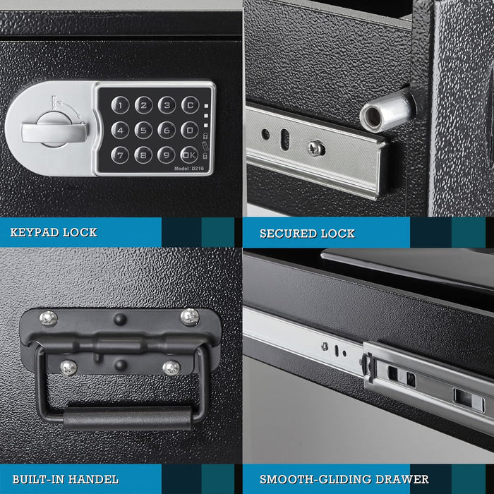 G3S-H - Under Bed Gun Safe Drawer for Pistol - Long Storage Case for Car Trunk Gun Storage - Pistol Safes for Home Jewelries and Pistols, Horizontal Gun Safe