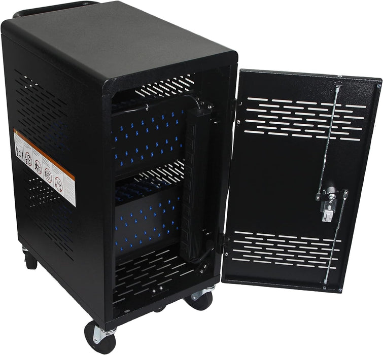 C20C-H - 20 Device Mobile Charging and Storage Cart for iPads, Chromebooks and Laptop Computers, Up to 14-Inch Screen Size, Surge Protection, Front & Back Access Locking Cabinet, Assembly Required