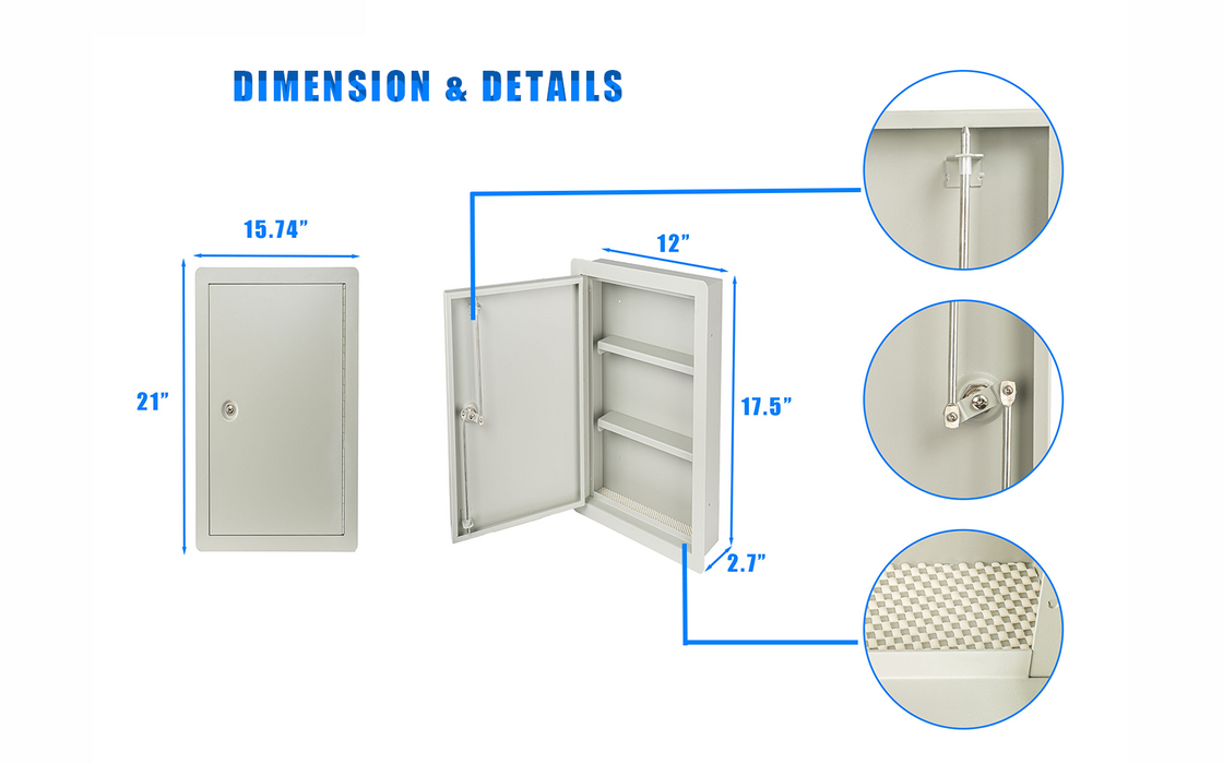 In Wall Safe with Key Lock - Secure Storage In Wall Safe Box - Heavy Duty Steel Lockable Hidden Wall Compartment Deep Wall Safe - 14-3/8 Inch Overall Exterior Width