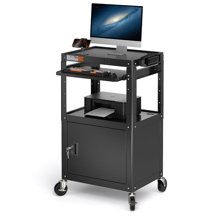 AV-G - Steel Frame AV Cart with Locking Cabinet