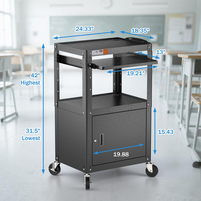 AV-G - Steel Frame AV Cart with Locking Cabinet