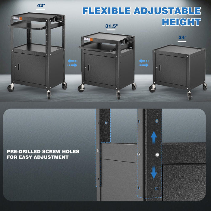 AV-G - Steel Frame AV Cart with Locking Cabinet