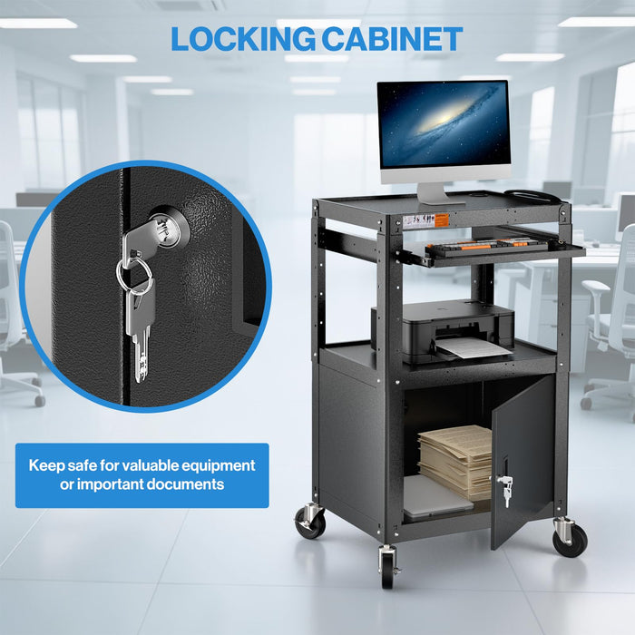 AV-G - Steel Frame AV Cart with Locking Cabinet
