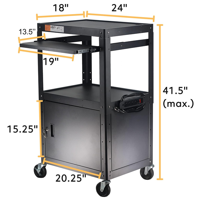 AVG - Steel Frame AV Cart with Locking Cabinet (2021 Model)