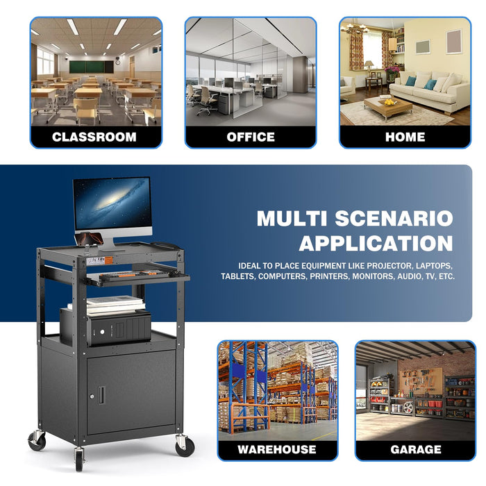 AV-G - Steel Frame AV Cart with Locking Cabinet