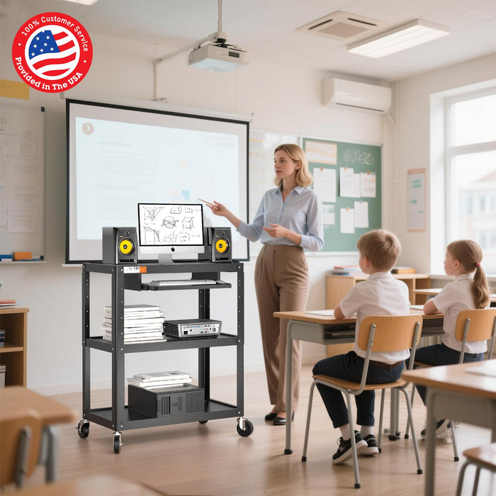 AV-JL - Extra Large Steel Frame AV Cart with Keyboard Tray