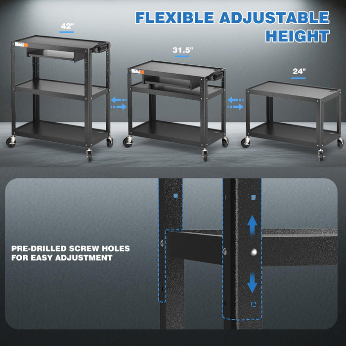 AV-JL - Extra Large Steel Frame AV Cart with Keyboard Tray